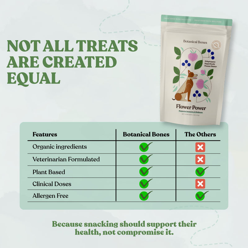 Flower Power Healthy Dog Treats - Mushroom Supplement Chews for Dogs with Reishi Mushroom & Antioxidants - Vet Formulated Vegan Peanut Butter Treats, 2 Pack Flower Power 4 Ounce (Pack of 2)