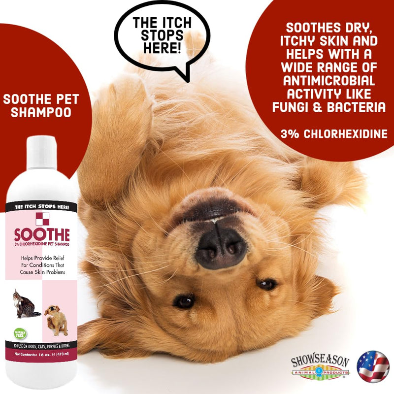 Soothe Itch Relief Pet Shampoo for Dogs & Cats 16 oz. | Antiseptic | Antifungal | Cools Red, Inflamed Skin | Made in USA - PawsPlanet Australia