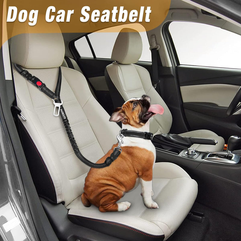 2 Piece Set Dog Seat Belt Retractable Dog Car Seatbelts Adjustable Pet Seat Belt for Vehicle Headrest Restraint Adjustable Heavy Duty & Elastic & Durable Car Harness for Dog Gray Blue - BeesActive Australia