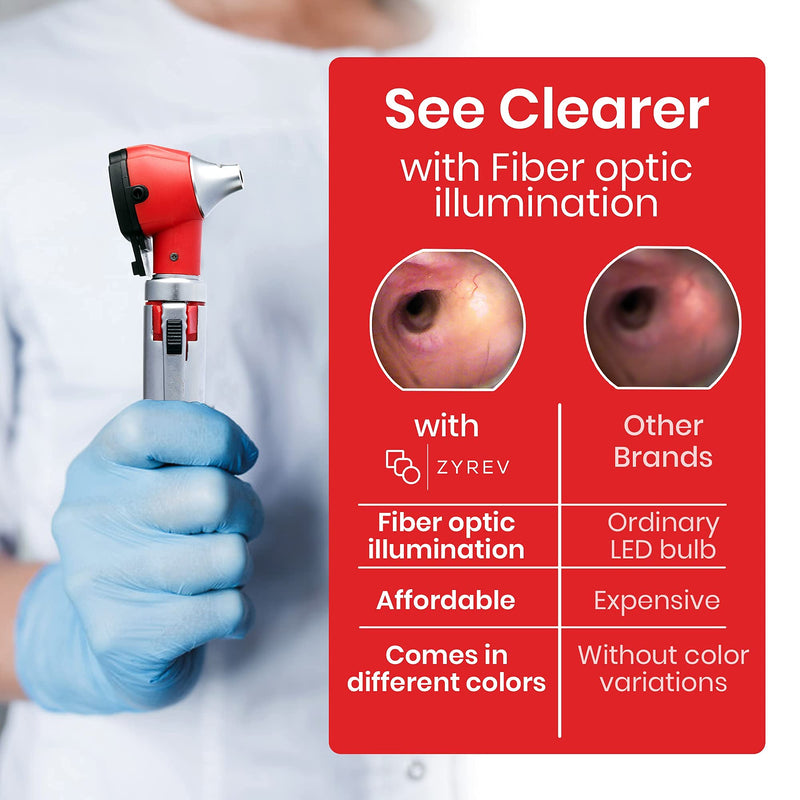 Zyrev ZetaLife Otoscope - Ear Scope with Light, Ear Infection Detector, Pocket Size (Red Color) Red - BeesActive Australia