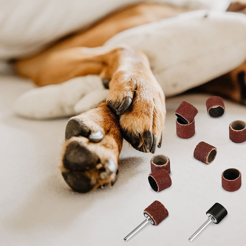 22 Pet Nail Grinder Replacement Kit with Grit Sanding Bands Pet Nail Smoother Dog Claw Care Black Grinding Drums Dog Nail Grinder Replacement Dog Claw Grooming Supplies (1/2 Inch 60 Grit and 100 Grit) 1/2 Inch 60 Grit and 100 Grit