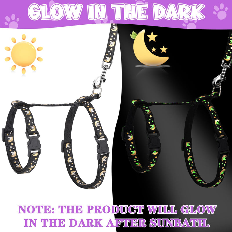 2 Pack Cat Harness and Leash with Collar Set, Escape Proof Cat Harness Adjustable Kitten Harness Glow in The Dark for Small Medium Cats - BeesActive Australia