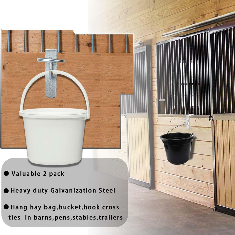 2 Pcs Water Bucket Hook Heavy Duty Portable Equestrian Bucket Hooks Hangers for Horse Livestock,Hang on Stall Walls or Doors - BeesActive Australia