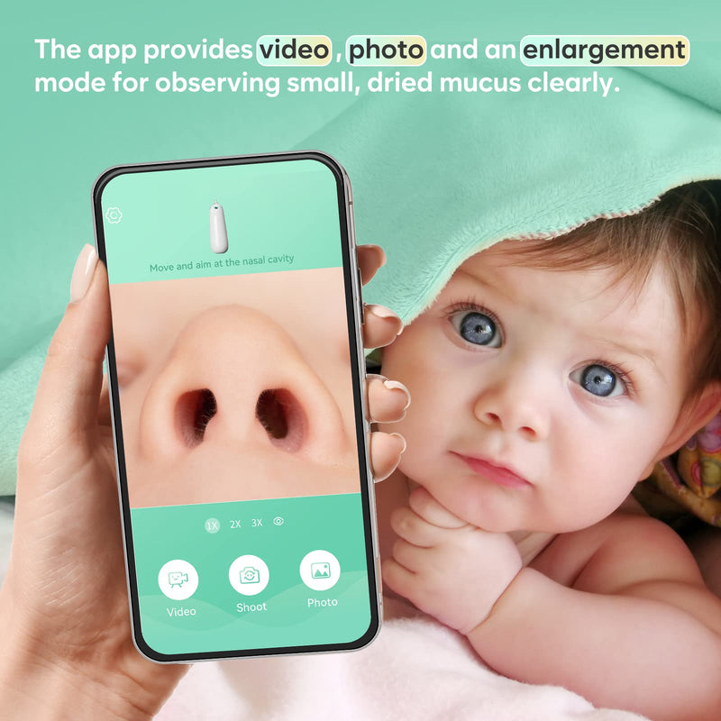 Easy@Home Electric Baby Nasal Aspirator Camera: Baby Nose Sucker Nose Cleaner with Camera Free APP Controlled Powered by Easy Nasal Care App iOS & Android App Automatic Booger Sucker for Baby ENA101