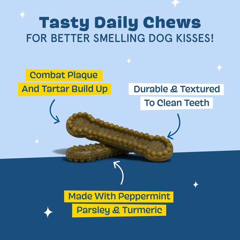 Barkbox Dog Dental & Meal Topper Bundle – Bright Durable Small Breed Dental Chew Sticks (15 Chews) with Pork Shake & Pour Food Topper