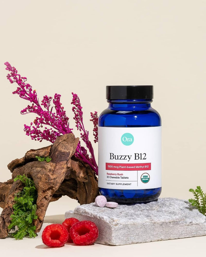 Ora Organic Vitamin B12 1500mcg - Plant-Based methylcobalamin for Adults - Natural Stimulant-Free Energy, Raspberry Flavor chewable Tablets, no Added Sugar - 30 Tablets (Pack of 2) 30 Count (Pack of 2)