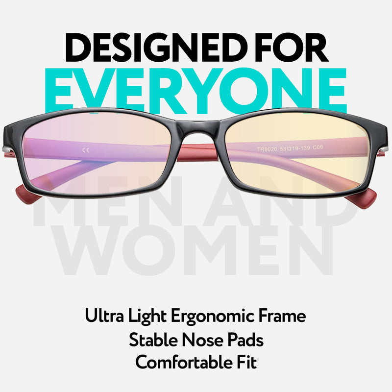 Prospek Blue Light Glasses for Woman and Men ‚Äì Superior 99% Harmfull Blue Light Blocking Computer Glasses, Anti-Glare Bluelight Reading Glasses, Regular, No Magnification Red and Black 0.0 Diopters - BeesActive Australia