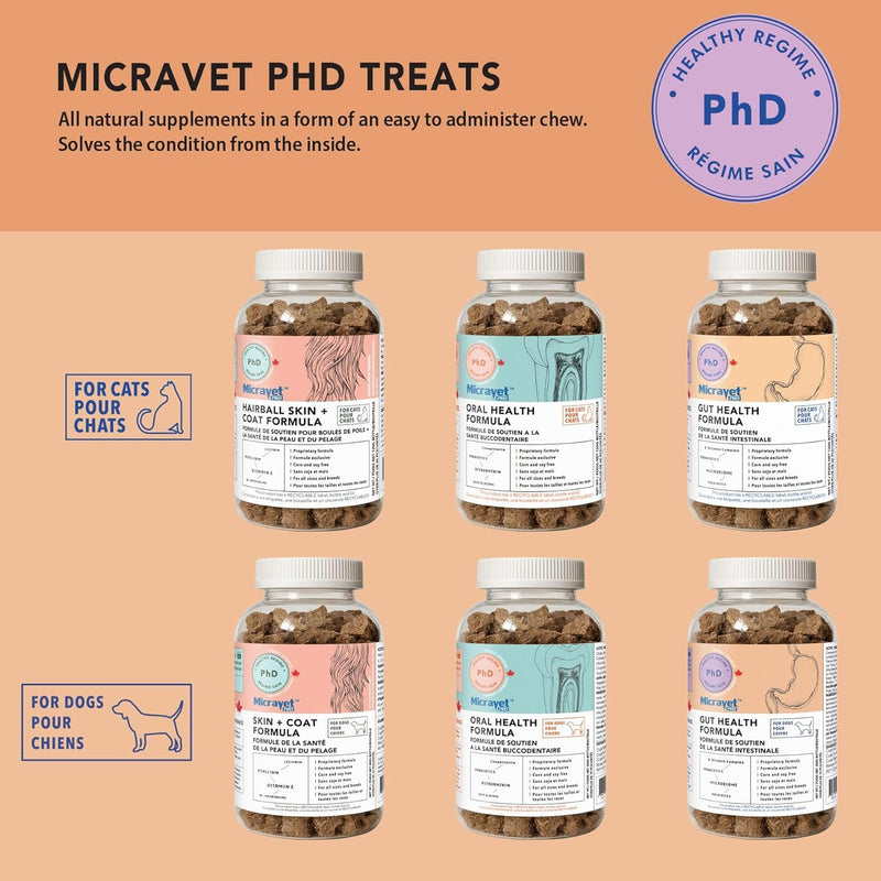 MicraVet Pro Cat Gut Health Formula Soft Chews – Fast-Acting Digestive Support, Hairball Control, Healthy Stool & Stress Relief with Probiotics, Prebiotics & Zeolites – Soft Chew Supplements for Cats