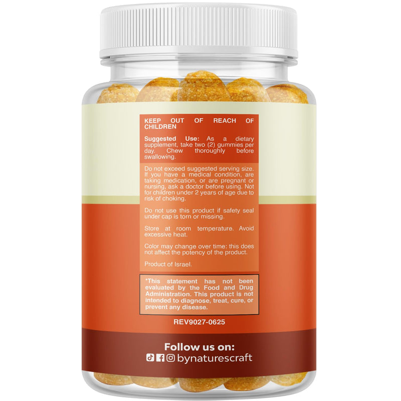 Natures Craft Turmeric Gummies for Adults - Extra Strength Immune Support Gummies with Turmeric Curcumin, Black Pepper Extract and Ginger - Peach Flavor Vitamins for Adults - 120 Count 120 Count (Pack of 1)