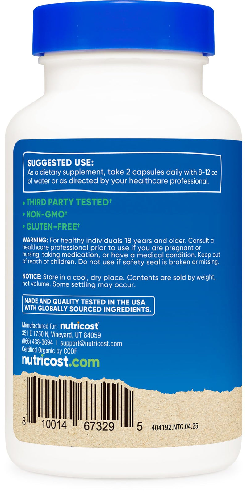 Nutricost Saw Palmetto 1000mg, 120 Capsules - CCOF Certified Made with Organic Saw Palmetto, Vegetarian Friendly, 60 Servings, 500mg Per Capsule, Gluten Free