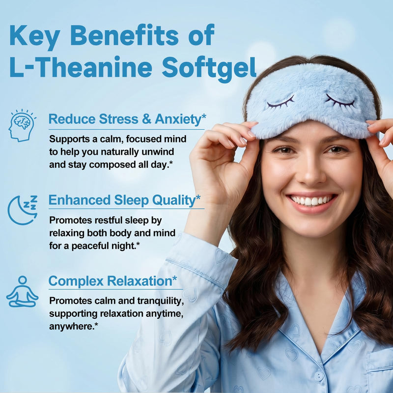 L-Theanine 400mg with Magnesium Glycinate,300 Softgels | Extra Strength with MCT Oil for Calm, Relaxation & Focus Support - Non-GMO,Gluten & Soy-Free,150-Day Supply 300 Count (Pack of 1)