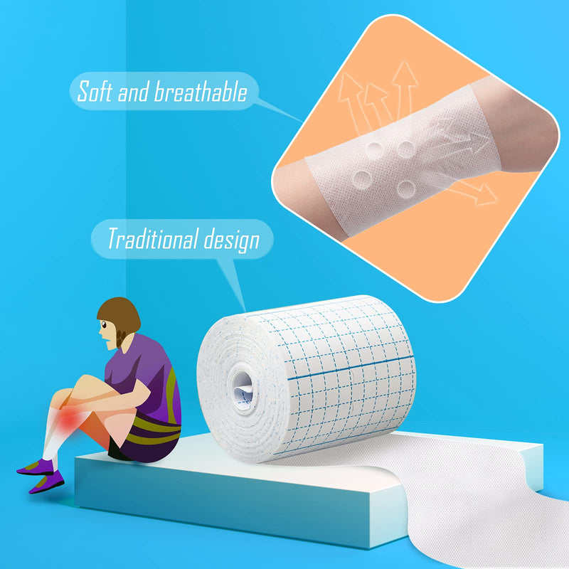 Nuanchu 2 Rolls Non-Woven Stretch Tape Breathable Bandage Tape Cohesive Wrap Roll Film (White,4 Inch X 10.94 Yard) White 4x393.8 Inch (Pack of 2) - BeesActive Australia