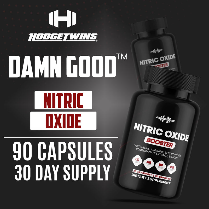 DAMN GOOD Hodge Twins Nitric Oxide, L-Arginine & L-Citrulline, 90 Ct | Nitric oxide booster with L-arginine & L-citrulline for workout performance, muscle pump & stamina support
