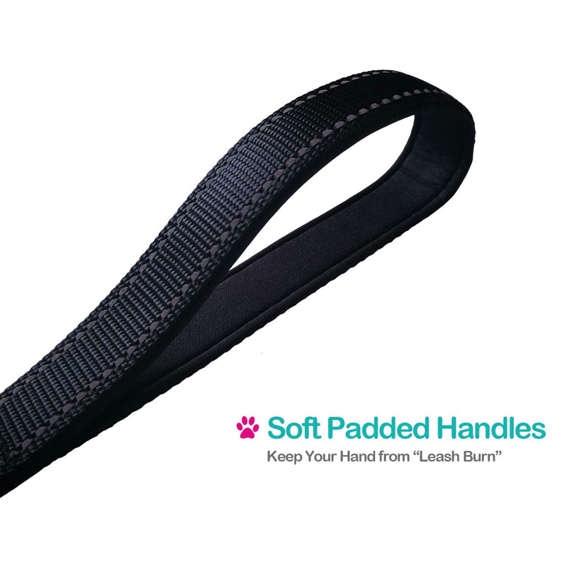 Short Dog Leash - Traffic Padded Handle - Heavy Duty - Short Nylon Dog Lead for Training Control - Reflective Threads Pet Leashes for Large Dogs and Medium Dogs (12 Inch, Reflective Black) 12 Inch - BeesActive Australia