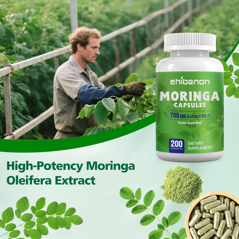 Moringa Oleifera Extract 700mg per Serving | 150 Capsules (75 Servings) | 30:1 Concentrate | Antioxidant Support for Energy & Immune Health | Non-GMO 150 Count (Pack of 1)