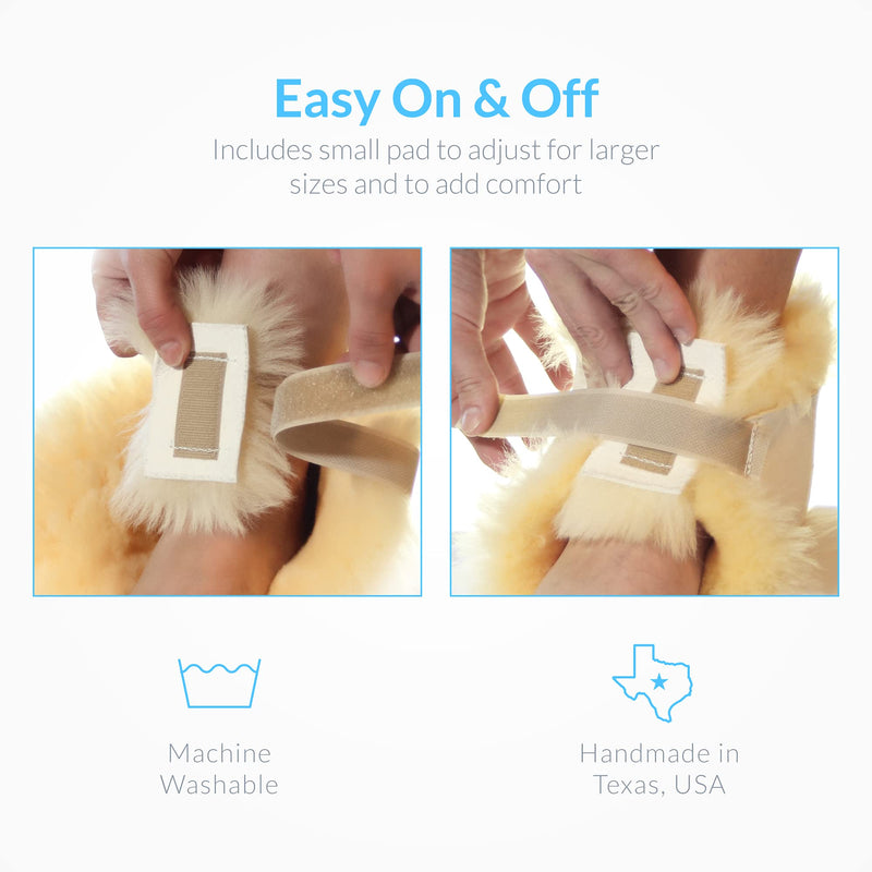 Sheepskin Ranch Sofsheep Medical Sheepskin Heel Protector, Pressure Relief for Bed Sores, Ulcers, Sensitive Skin, Hospital Grade, Chrome Free, Washable, Hypoallergenic, Adjustable, Real Wool, Single