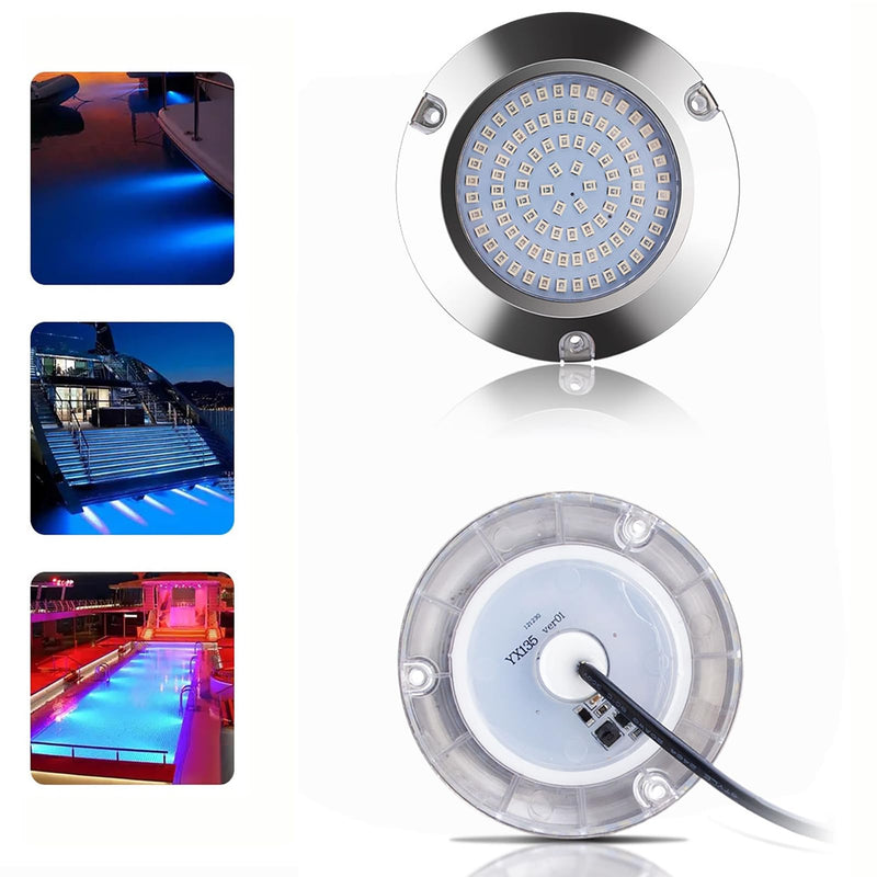 2pcs 90led Boat Marine Led Underwater Lights,Stainless Steel IP68 Waterproof for Navigation Deck Courtesy Night Fishing Cruise Ships Yachts Boats Sailboat Pontoon Transom (2pcs 90led, White) 2pcs 90led, white