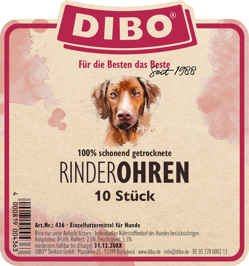 DIBO beef ears, bag of 10, the small natural chew snack or treat for in between, dog food, quality chewing item without chemicals, 1 piece (pack of 10)