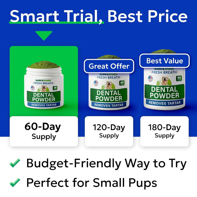 BARK&SPARK Dental Powder for Dogs - Natural Kelp Dental Powder - 30 Count Liver