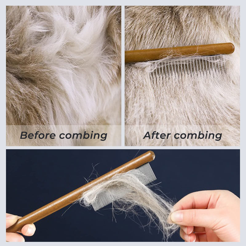 MAEXUS Cat Comb, Solid Wood Pet Comb for Cats, Flea Comb Rabbit Hair Comb, Remove Jumping Comb 3pcs - BeesActive Australia