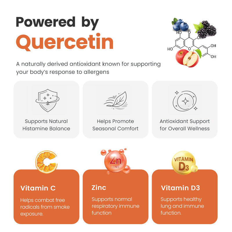 IMUNI Allergy Support & Immune Defense | Quercetin Supplement | Seasonal Allergy Support | Supports Histamine Balance | Daily Immune Support | Vitamin C, Zinc & Herbal Formula | 60 Vegan Capsules
