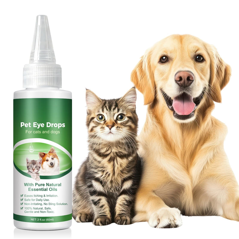 Bieyoc Pet Eye Wash for Dogs and Cats, Dog and Cat Eye Wash to Flush and Soothe Eye Irritations, Pet Tear Stain Cleaner 60ml