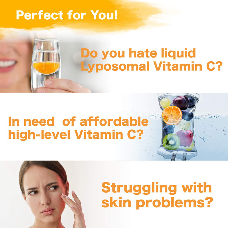 Liposomal Vitamin C Complex 1500mg(2 Capsules) - 180 Capsules - High Absorption Vitamin C- Supports Immune System and Collagen Booster - Powerful Antioxidant High Dose Fat Soluble Supplement Dr.Plus