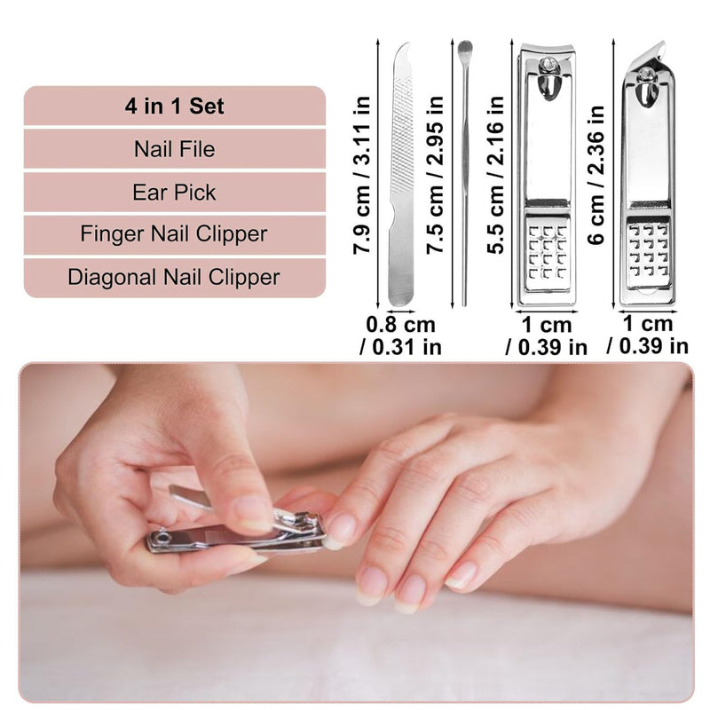 24 Sets Travel Manicure Set Professional Nail Clipper Kit Bulk,4 in 1 Adult Stainless Steel Travel Manicure Kit with Case Individually Wrapped Nail Clippers Bulk for Homeless,Hotel,Charity（Pink） 24 Packs(4 in 1) Pink - BeesActive Australia