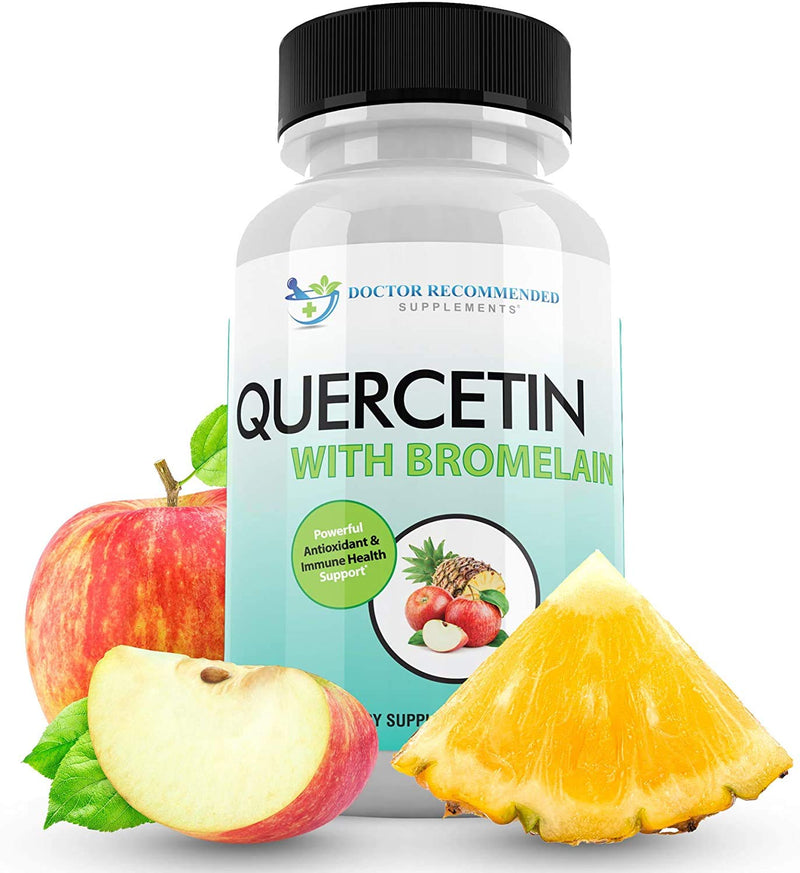 DOCTOR RECOMMENDED SUPPLEMENTS Quercetin 800mg w/Bromelain 165mg Per Serving- 120 Veggie Capsules-Full 60 Day Supply, Vitamin Supplement & Bioflavonoids, Gluten Free, Non-GMO (Pack of 2) 120 Count (Pack of 2) - BeesActive Australia
