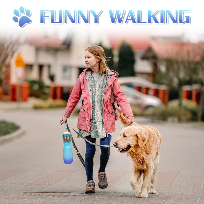 2-in-1 Portable Dog Water Bottle, Food Grade Travel Water Bottle for Dogs with Food Container, 19Oz Portable Dog Water Bowl Dispenser, Dog Birthday Gifts, Dog Accessories (Blue) Blue 19Oz - BeesActive Australia