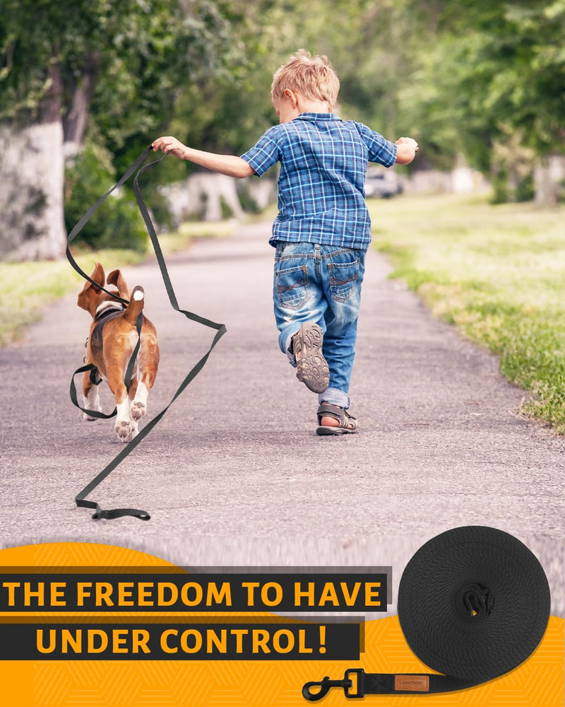 Looxmeer drag leash for dogs, 3m 5m 7m 10m 15m 20m 25m 30m robust dog leash training leash with storage bag, hand strap and D-carabiner black - BeesActive Australia