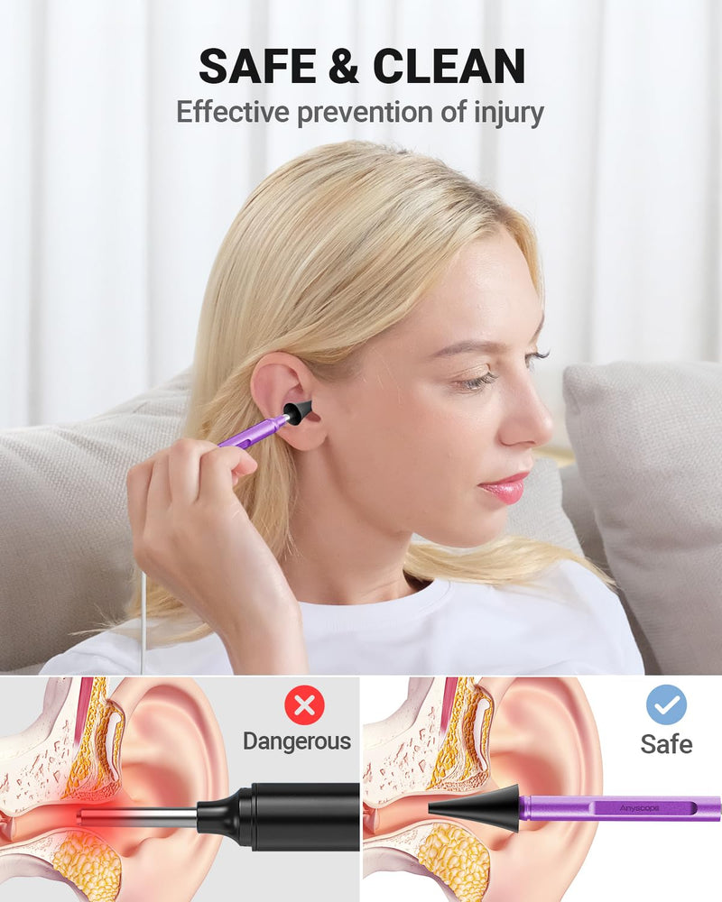 Digital Otoscope Compatible with iPhone and Android Devices, HD Ear Camera with Ear Wax Removal Tools, Video Ear Scope Otoscope with Light, Capture Photos and Videos (Purple) Purple - BeesActive Australia