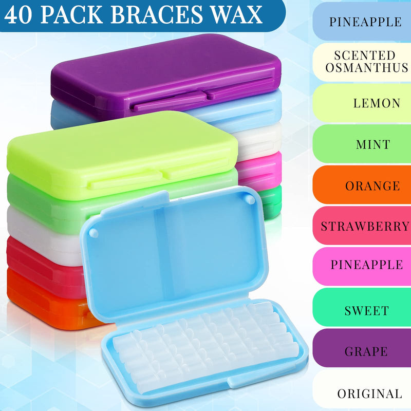 Sinmoe 40 Pack Braces Wax, Colorful Dental Care Orthodontic Wax