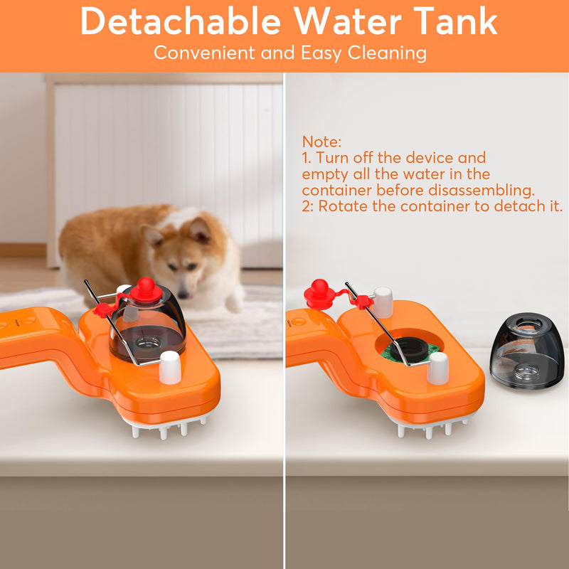 Pet Grooming Comb by DEALGO, Cat Brush, Dog Brush, Humidified & Massaging & Detangling, One-button Remove Hair, Non-Slip Handle, Rechargeable, For Cats & Dogs (Orange, Regular) Orange - BeesActive Australia