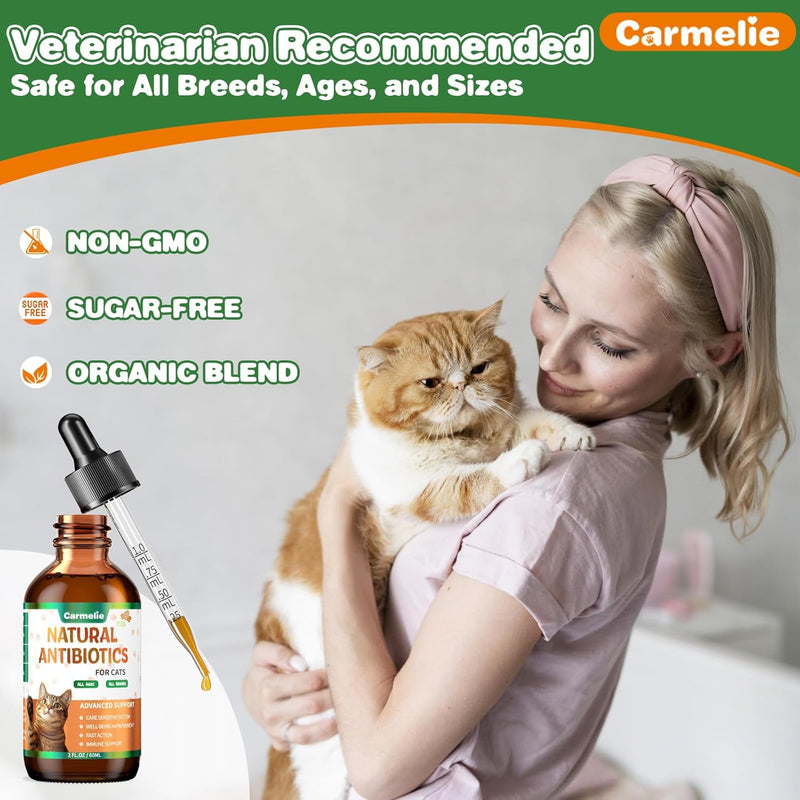 Antibiotics for Cats - Natural Cat Antibiotics for Allergy Itch Relief, Immune Boosting - Antibiotics for Immune Boosting, Urinary Tract Infections - Supplemental Vitamins for Cat and Dog, 2 fl oz - BeesActive Australia