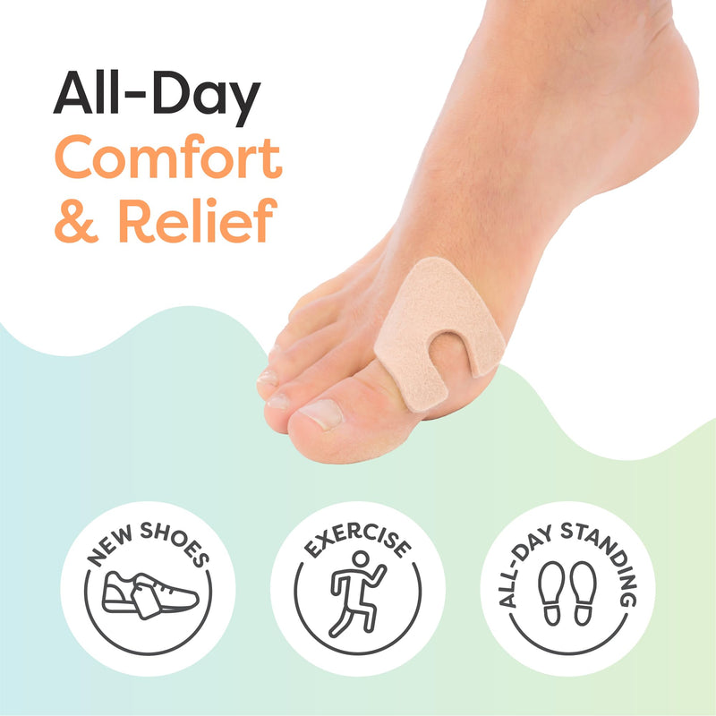 ZenToes U-Shaped Felt Callus Pads | Protect Calluses from Rubbing on Shoes | Reduce Foot and Heel Pain | Pack of 24 | 1/8” Self-Stick Pedi Cushions 24 Count Beige - BeesActive Australia