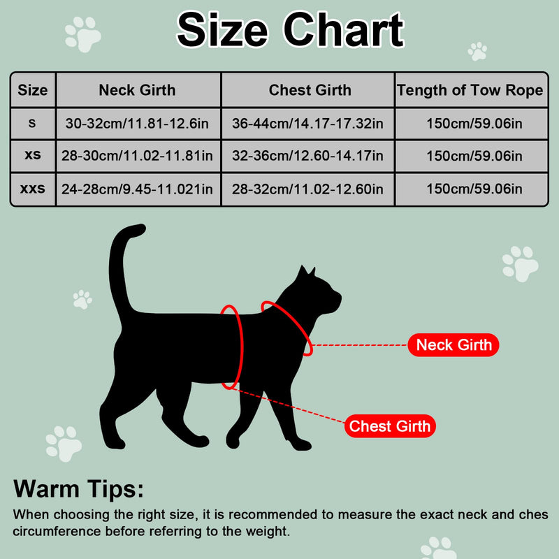 Breathable Cat Harness, Gray Reflective Harness Set, Adjustable Cat Harness Escape-Proof, Adjustable Cat Harness with Leash, Cat Harness Escape-Proof for Outdoors (XXS) XXS - BeesActive Australia