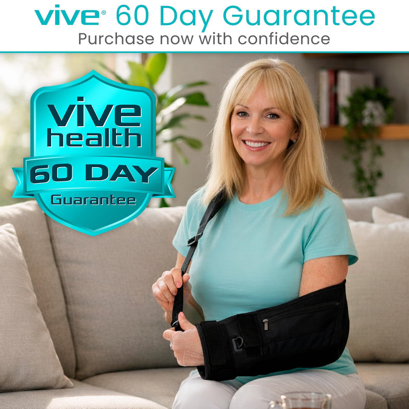 Vive Medical Arm Sling for Shoulder Injury (Left or Right)- Shoulder Immobilizer for Broken Arm, Rotator Cuff, Elbow - Support Brace for Men & Women (Black) - BeesActive Australia
