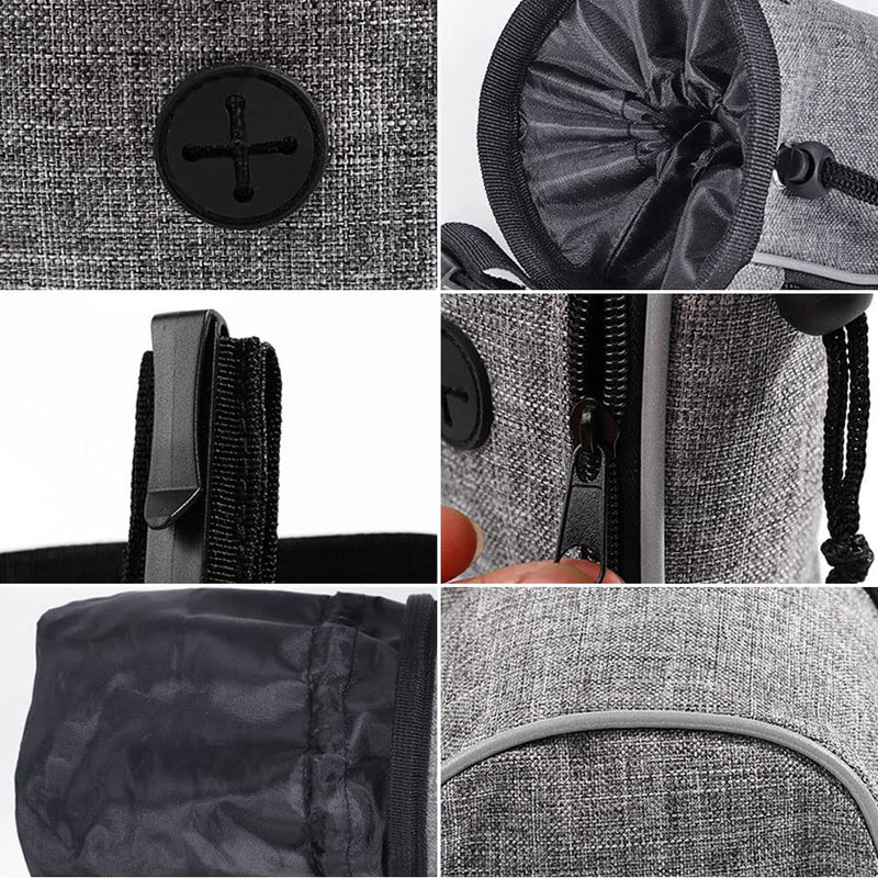 Treat Bag for Dogs, Dog Training Food Bag Dog Snack Bag Multifunctional Food Bag with Poop Bag Dispenser Adjustable Belt (Grey) - BeesActive Australia