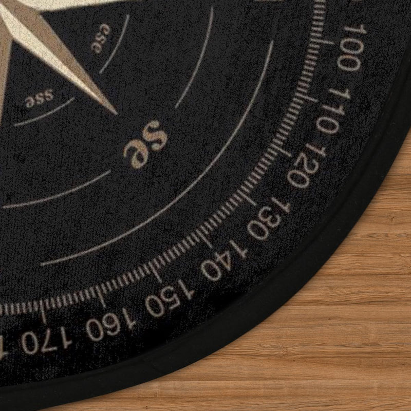 Compass Rose Round Area Rug 3Ft Artwork Black Non-Slip Circle Rugs Soft Washable Carpet Floor Mat for Bedroom Living Room Indoor Outdoor Nursery 3 ft Compass - BeesActive Australia