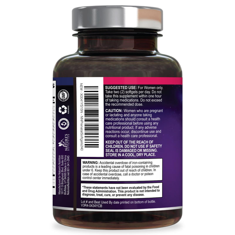 Prenatal Vitamins for Women with Folic Acid + Omega 3 DHA for Fetal Brain Development, Best Prenatal Vitamin Supplement, Daily Pregnancy Multivitamin Nutritional Support, Non-GMO - 240 Softgels 240 Count (Pack of 1)