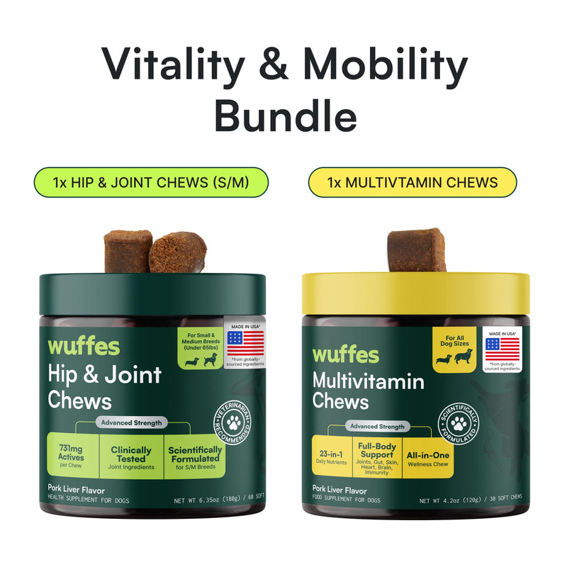 Wuffes Hip and Joint Supplement for and 23-in-1 Multivitamin Bundle for Dogs (Small & Medium Breed) Small & Medium Breed