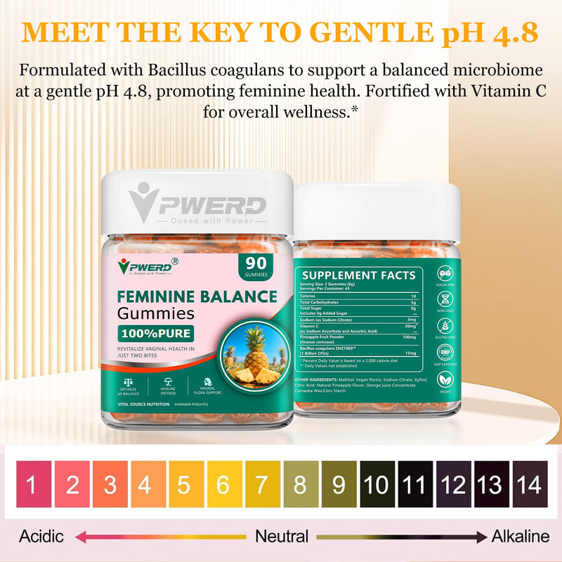 180 Count Feminine Balance Pineapple Vaginal Gummies for Women Ph，Premium Her Plus Nutrition Feminine Vaginal Probiotics Pineapple Balance Gummies for Women 90 Count (Pack of 2)