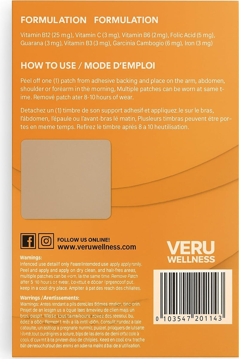 Veru Wellness Vitamin B12 Patch - Daily Wellness Formula, 2 Pack, 120 Count | Easy To Apply 60 Count (Pack of 2)