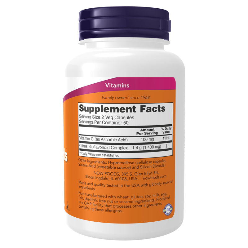 NOW Supplements, Citrus Bioflavonoids 700mg, Supports Immune System*, Cell Defense*, 100 Capsules 100 Count (Pack of 1)
