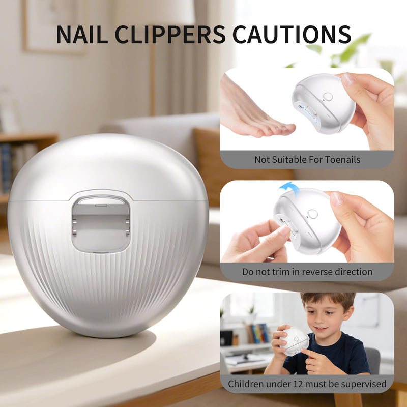 Automatic Nail Clipper for Baby, Electric Nail Trimmers with LED Light & 2 Speeds 2026 Upgraded USB Rechargeable Fingernail Trimmer with Clip Storage Safe for Seniors