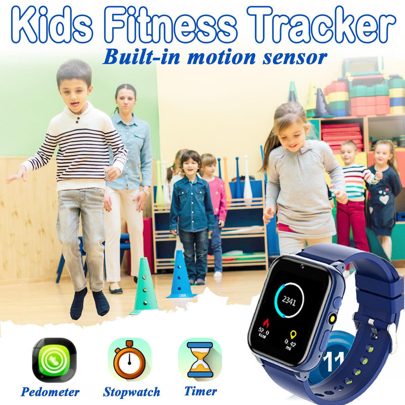 Smart Watch for Kids, Girls Boys Smartwatch with 26 Games Camera Video Recorder and Player, Pedometer Calendar Flashlight, Audio Book etc.,Toys Gifts for 4-12 Years Children (Blue) Casual