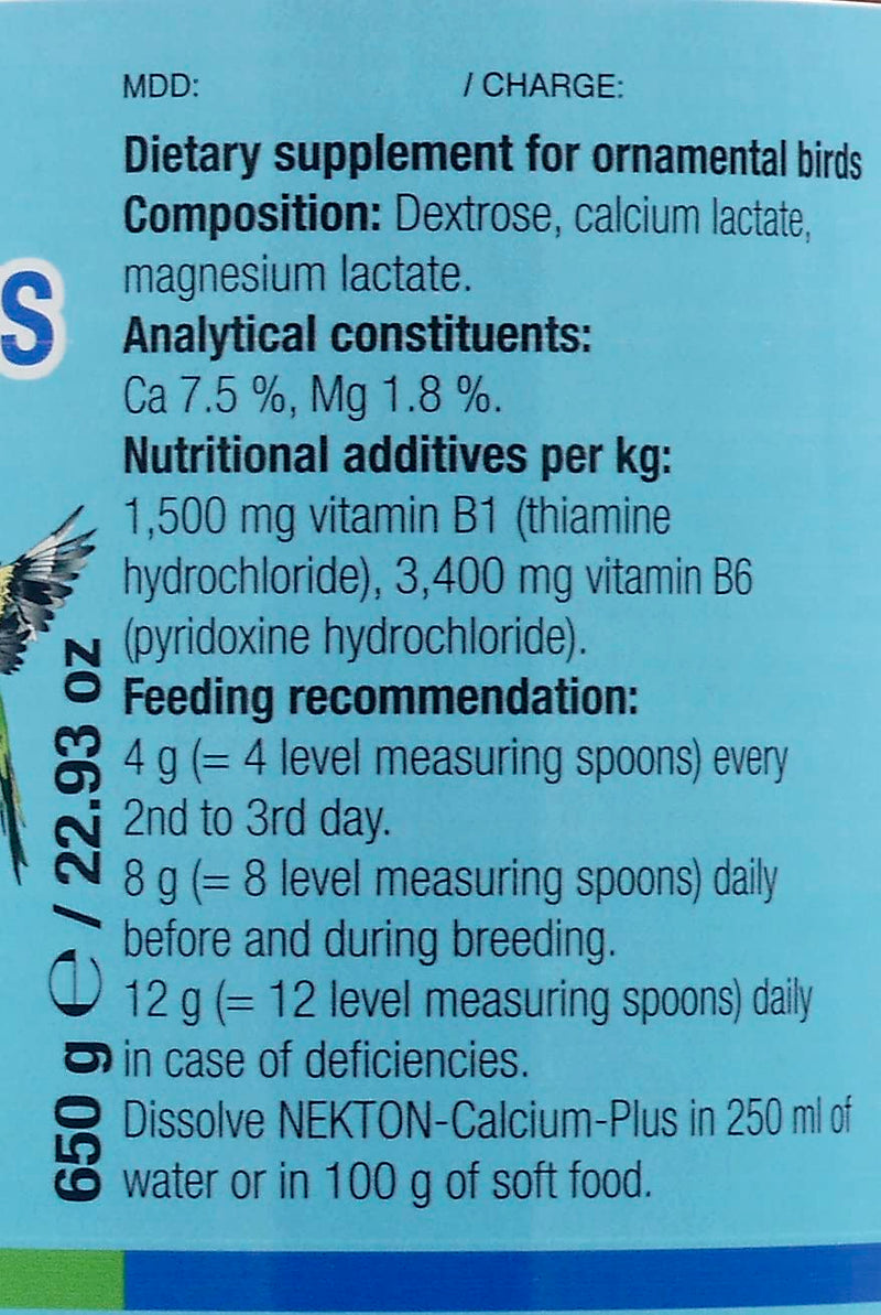 Nekton Calcium Plus - Calcium with Magnesium & Vitamins, White, 330g/11.64 oz 330g / 11.64oz