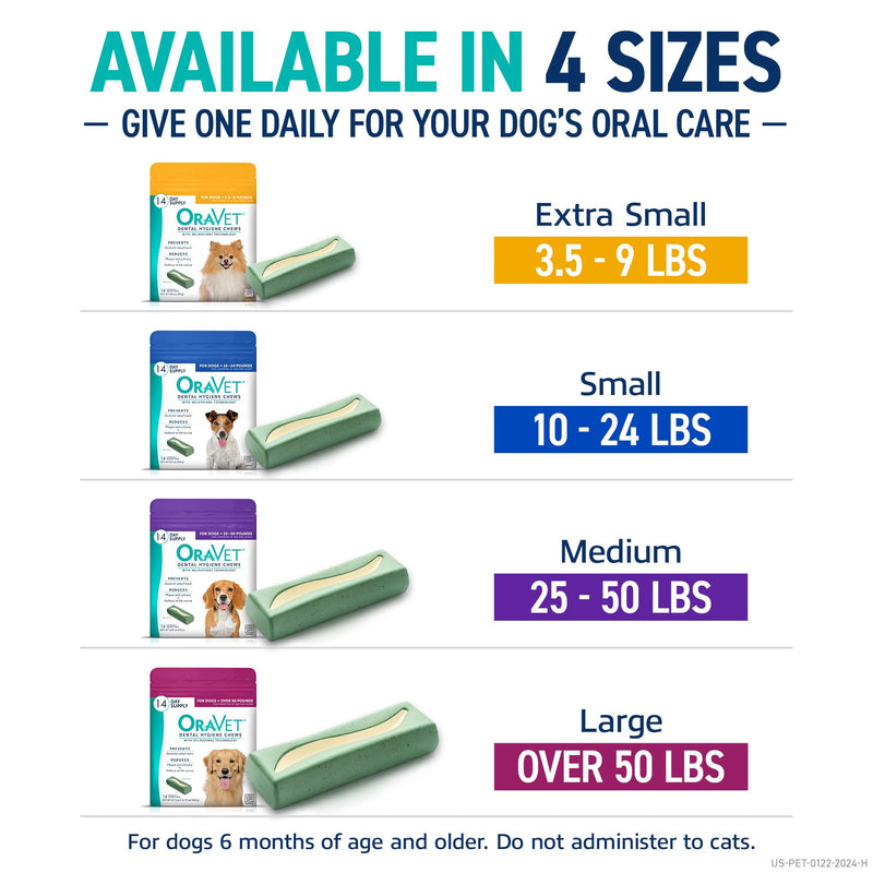 OraVet Dental Chews for Dogs, Oral Care and Hygiene Chews (Extra Small Dogs, 3.5-9 lbs.) Yellow Pouch, 30 Count 12.2 Ounce (Pack of 1) - BeesActive Australia