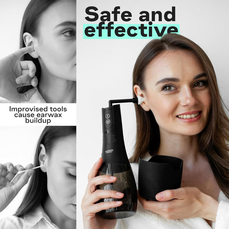Electric 2-in-1 Ear and Oral Irrigator with 5 Pressure Modes and Timer, Ear Wax Removal and Water Flosser System with 6 Nozzles, Basin, Dust Bag and Charging Cable, Waterproof Grey - BeesActive Australia
